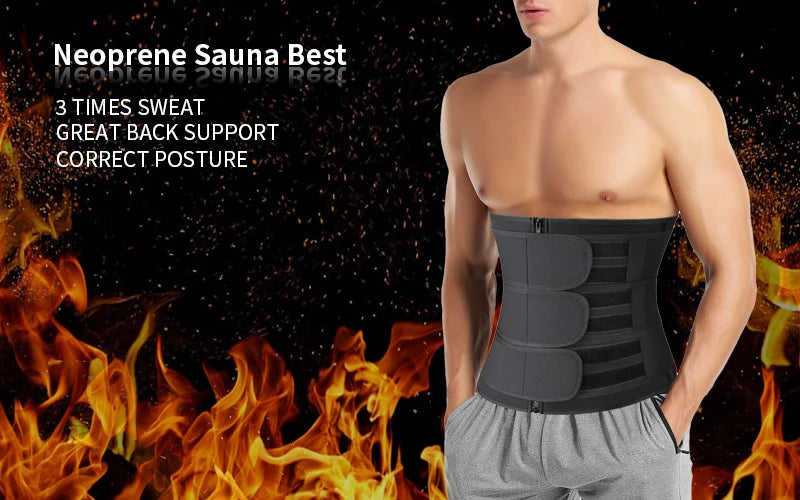 Men Waist Trainer Trimmer Belt for Weight Loss Neoprene Body Shaper Sauna Workout Sweat Belly Belt with Double Straps Shapewear