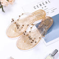 New Rivet Bow Sandals and Slippers Summer Transparent Crystal Shoes Women Outdoor Flip Flops
