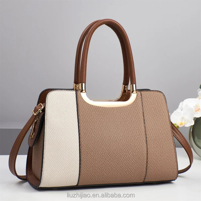 New Spliced Contrasting Colors Women's Casual Shoulder Crossbody Handbags Large Capacity Fashionable Zipper