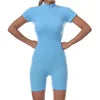 2024 High Quality New Summer Zipper Short Sleeve Yoga Jumpsuit Female Dance Fitness Bodyfitting Exercise Jumpsuit