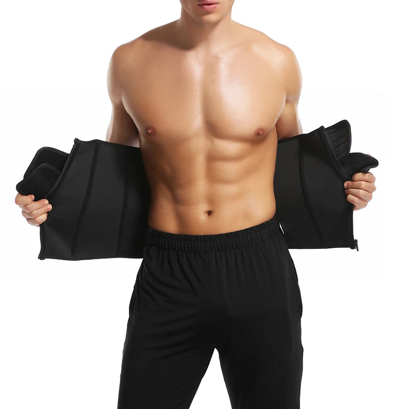 Men Waist Trainer Trimmer Belt for Weight Loss Neoprene Body Shaper Sauna Workout Sweat Belly Belt with Double Straps Shapewear