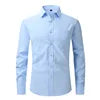 OEM Service Men's Casual Long Sleeve Dress Shirts Anti-pilling Square Collar Polyester Eco-Friendly Anti-Wrinkle