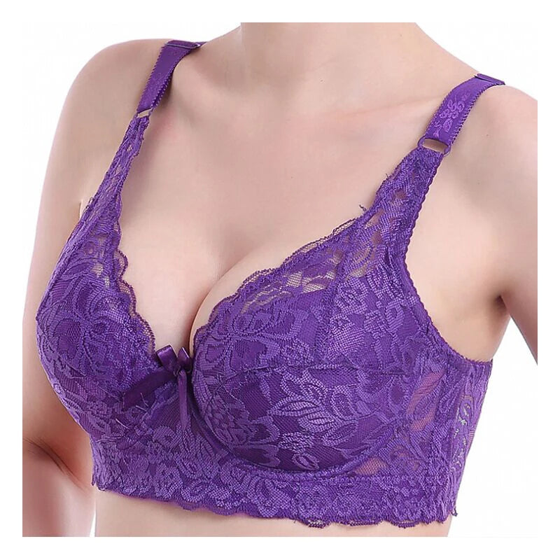 Women Push Up Black Lingerei Sexy Bra Underwire Thin Cotton Padded Lace Sheer Minimizer Bra Big Bust 80-115 B C D Cup Bra C3306