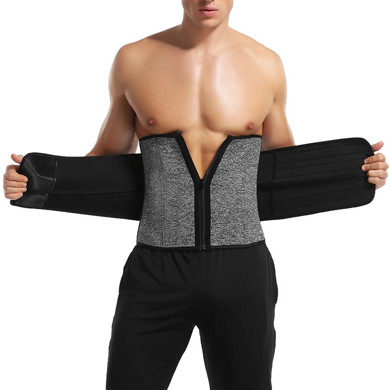Men Waist Trainer Corsets Fitness Trimmer Belt Slimming Body Shaper for Weight Loss Sauna Sweat Girdle Workout Fat Burner Fajas