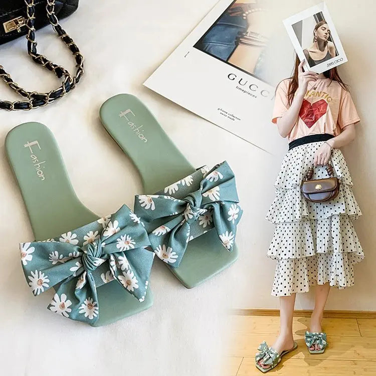 Summer New Casual Sandals Bow Cute Outdoor Slippers Women's Shoes