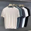 Knitted T-Shirt for Men, Summer New Round Neck T-Shirt, Short Sleeve, Thin Korean Style Base Shirt, Stylish Knit Top