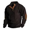 Fashion Solid Color Men's Hoodies Non Hooded Corduroy Hoodies Men High Quality Winter Stand-up Collar Hoodies