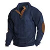 Fashion Solid Color Men's Hoodies Non Hooded Corduroy Hoodies Men High Quality Winter Stand-up Collar Hoodies