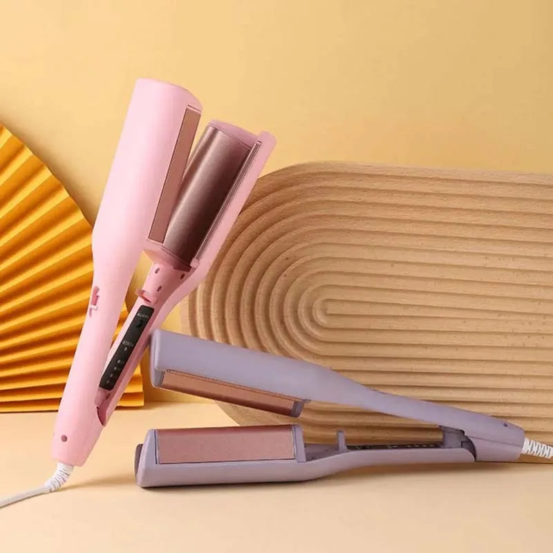 French Egg Roll Ceramic Hair Iron Volumizing Curling Rod with LCD Temperature Display PTC Electric Heater for Household Use