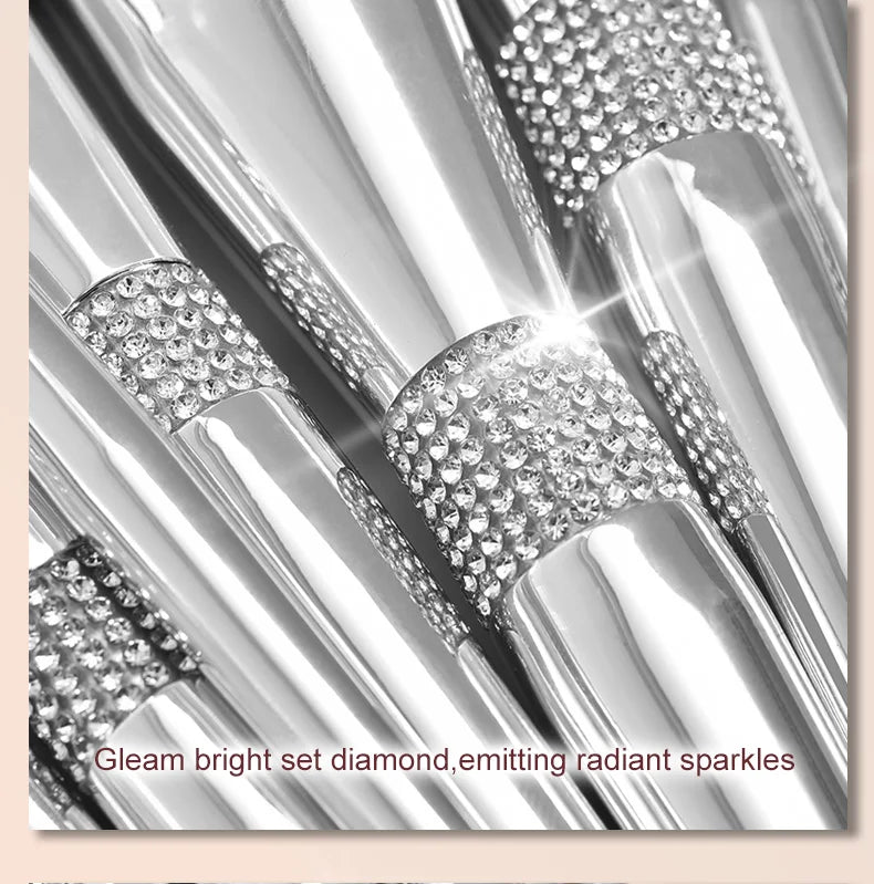 LOYBJ 10pcs Diamond Makeup Brushes Set Cosmetics Blending Tool Powder Foundation Blush Highlight Eyeshadow Eyebrow Eyelash Brush