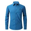 OEM Service Men's Casual Long Sleeve Dress Shirts Anti-pilling Square Collar Polyester Eco-Friendly Anti-Wrinkle