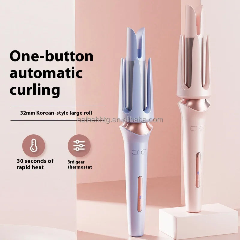 32MM  Fast PTC Heating Automatic Rotating Hair Curler 35W Electric Pink Blue Household Hotel Use 1-Year 3 Temperature