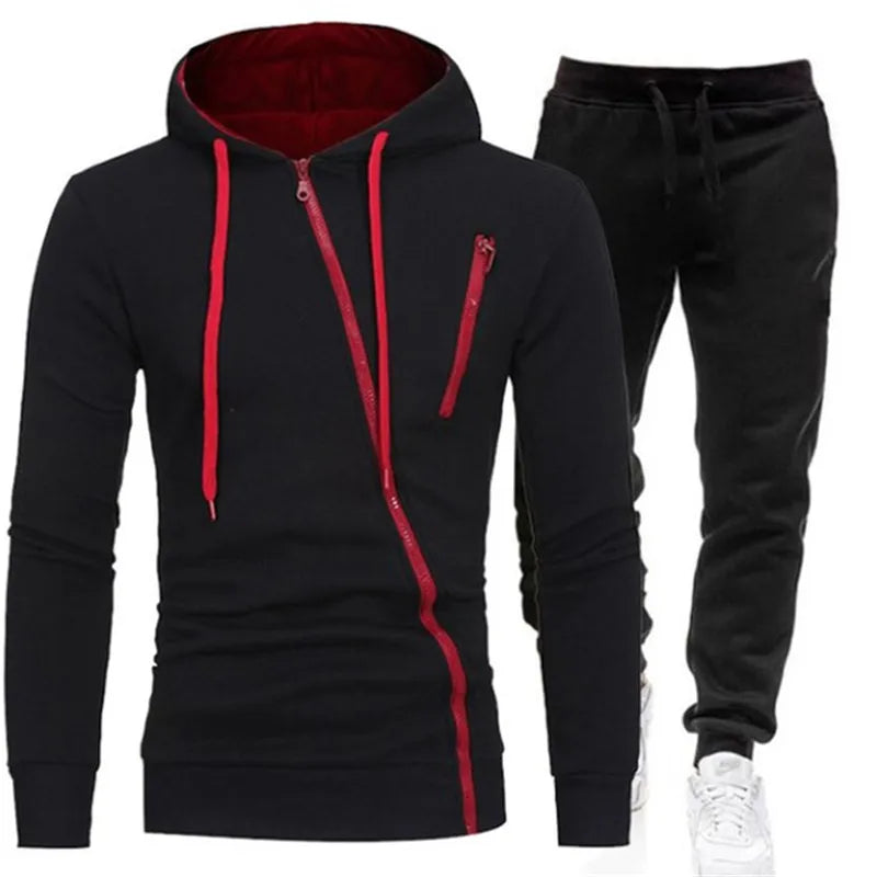 Spring Autumn 2020 Men's Sweat Suit Set Tracksuit Men Outfit Full Sleeve Tops with Hood Outdoor Sport Wear Men's Hooded Suit