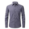 OEM Service Men's Casual Long Sleeve Dress Shirts Anti-pilling Square Collar Polyester Eco-Friendly Anti-Wrinkle