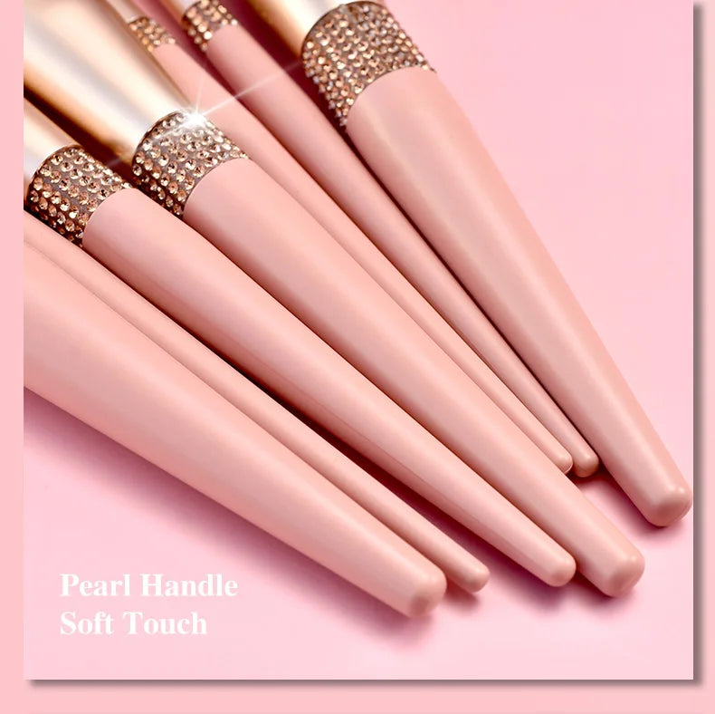 LOYBJ 10pcs Diamond Makeup Brushes Set Cosmetics Blending Tool Powder Foundation Blush Highlight Eyeshadow Eyebrow Eyelash Brush
