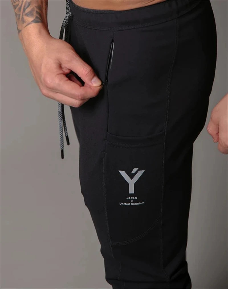 JAPAN Brand Joggers Men Sweatpants Gym Running Pants Mens Fitness Bodybuilding Gym Men Jogging Pants Zipper Sweatpants Trousers