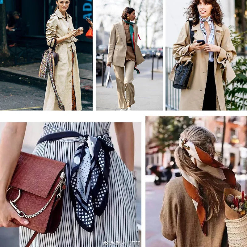 2024 Luxury Brand Silk Scarf for Women Large Shawl Wrap Headband Solid Design Hijab Beach Stoles Female Foulard Echarpe Bandana