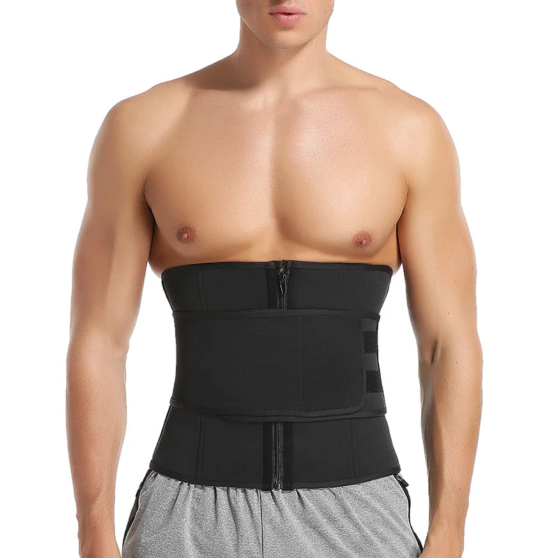 Men Waist Trainer Trimmer Belt for Weight Loss Neoprene Body Shaper Sauna Workout Sweat Belly Belt with Double Straps Shapewear