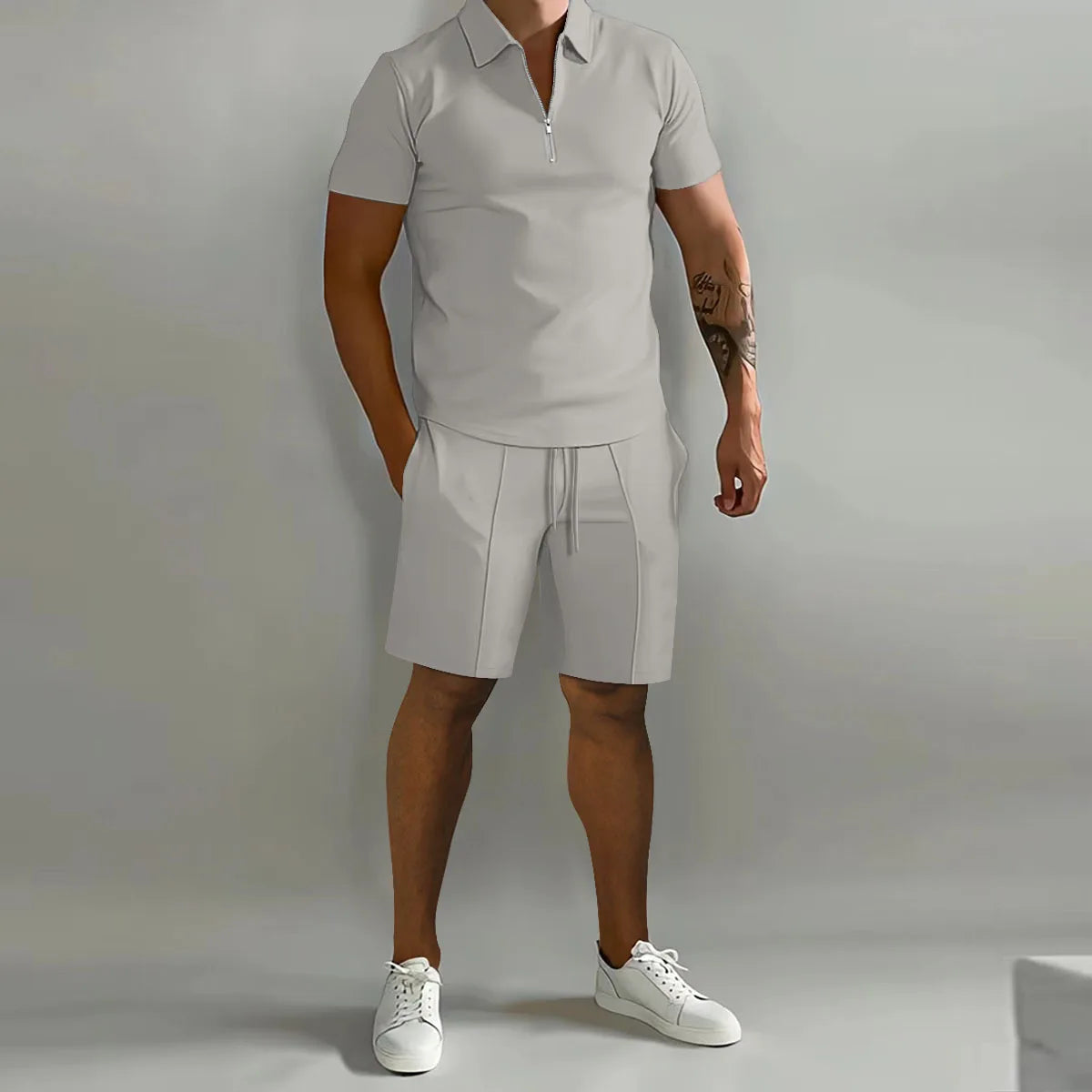 Fashion Men's Summer Short-Sleeved T-Shirt and Trousers Set Polo and Shorts Sets for Men Costume Classic