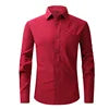 OEM Service Men's Casual Long Sleeve Dress Shirts Anti-pilling Square Collar Polyester Eco-Friendly Anti-Wrinkle