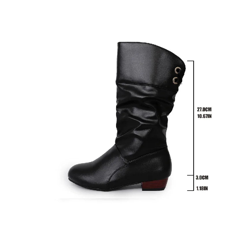 Tie up Slim High Western Style Height Increasing Boots Autumn Winter White Student Thick Heeled PU