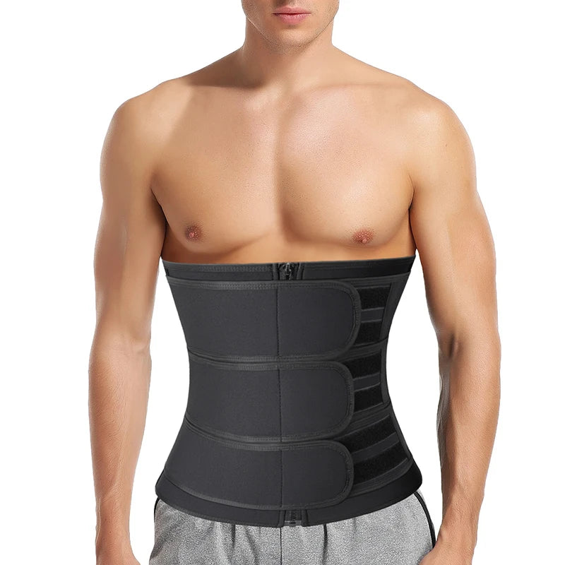 Men Waist Trainer Trimmer Belt for Weight Loss Neoprene Body Shaper Sauna Workout Sweat Belly Belt with Double Straps Shapewear