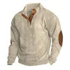 Fashion Solid Color Men's Hoodies Non Hooded Corduroy Hoodies Men High Quality Winter Stand-up Collar Hoodies