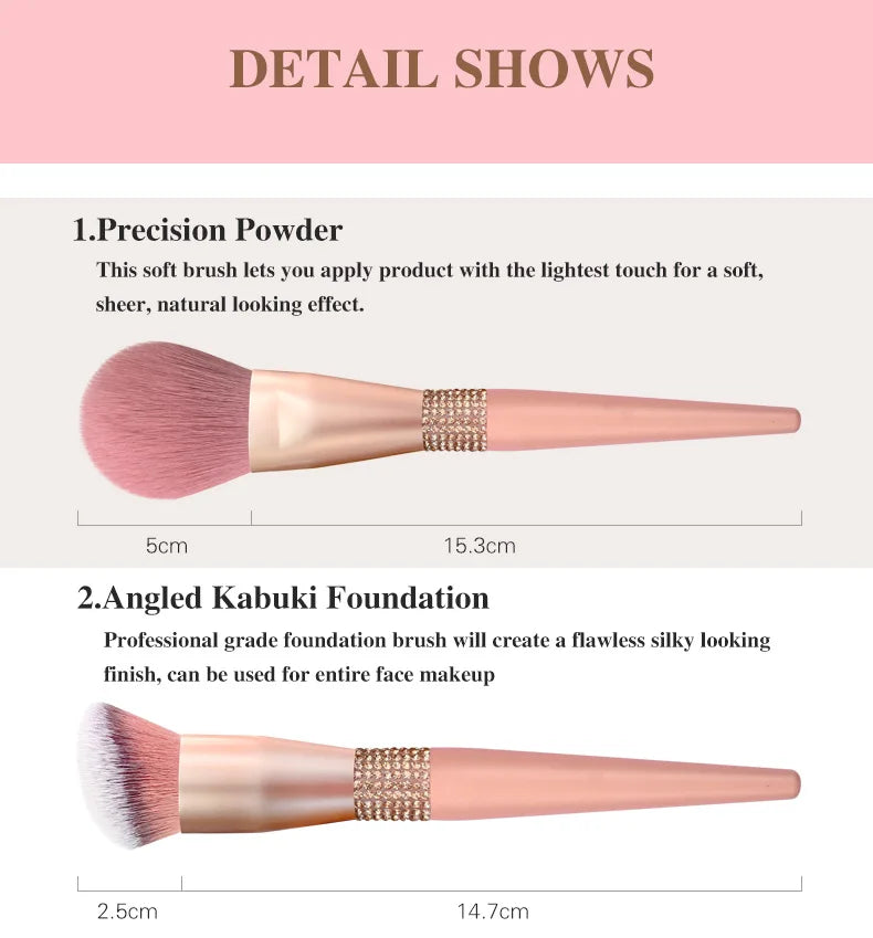 LOYBJ 10pcs Diamond Makeup Brushes Set Cosmetics Blending Tool Powder Foundation Blush Highlight Eyeshadow Eyebrow Eyelash Brush