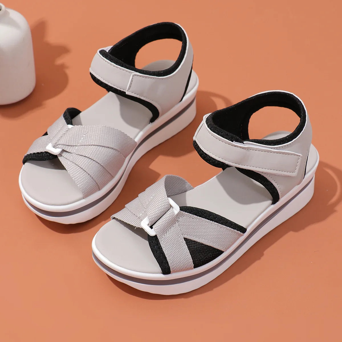 Color blocked sports style thick soled women's sandals