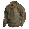 Fashion Solid Color Men's Hoodies Non Hooded Corduroy Hoodies Men High Quality Winter Stand-up Collar Hoodies