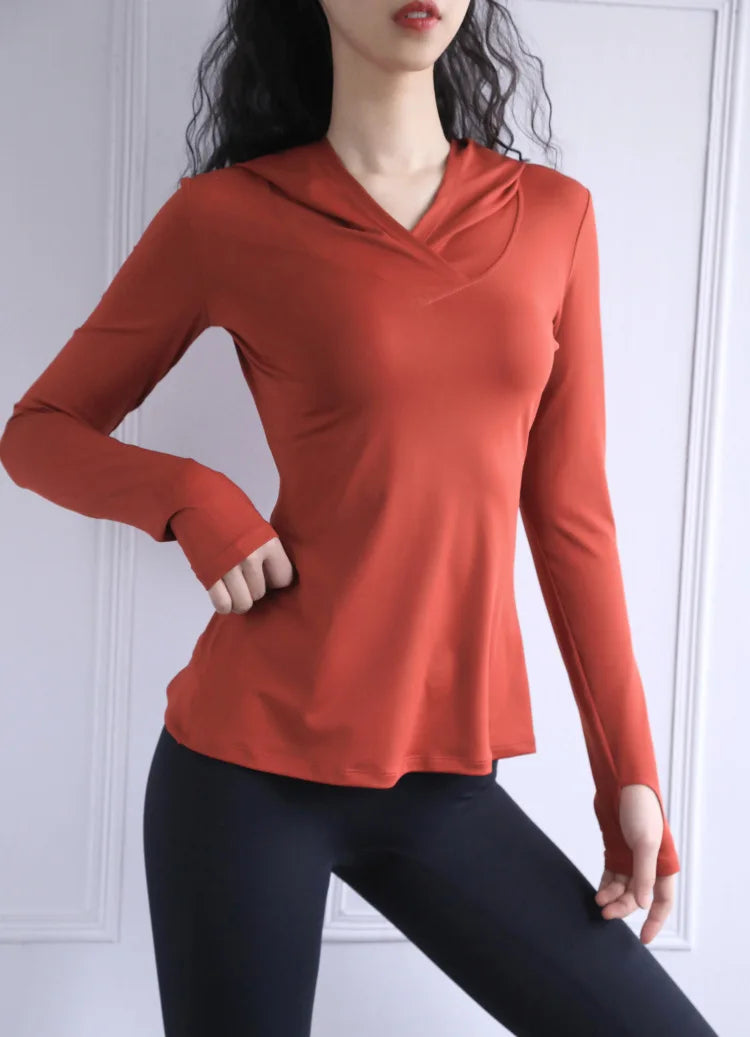 Women Back Forked Yoga Shirt Long Sleeve Thumb Hole Running T-shirt Mesh Breathable Sport Hoodies Fitness Top Gym Workout Blouse