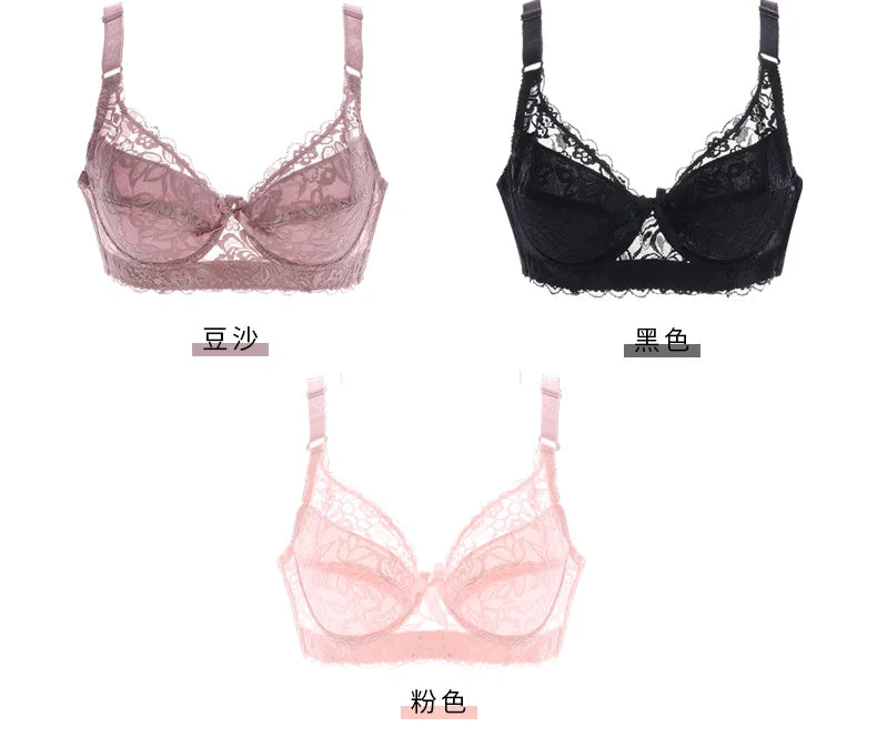 Women's Sexy Lace Wireless Push Up Bra Sexy Wire Free Bras For Women Plus Size 75-105 B C D Thin Cup Bralette Lingerie Intimates