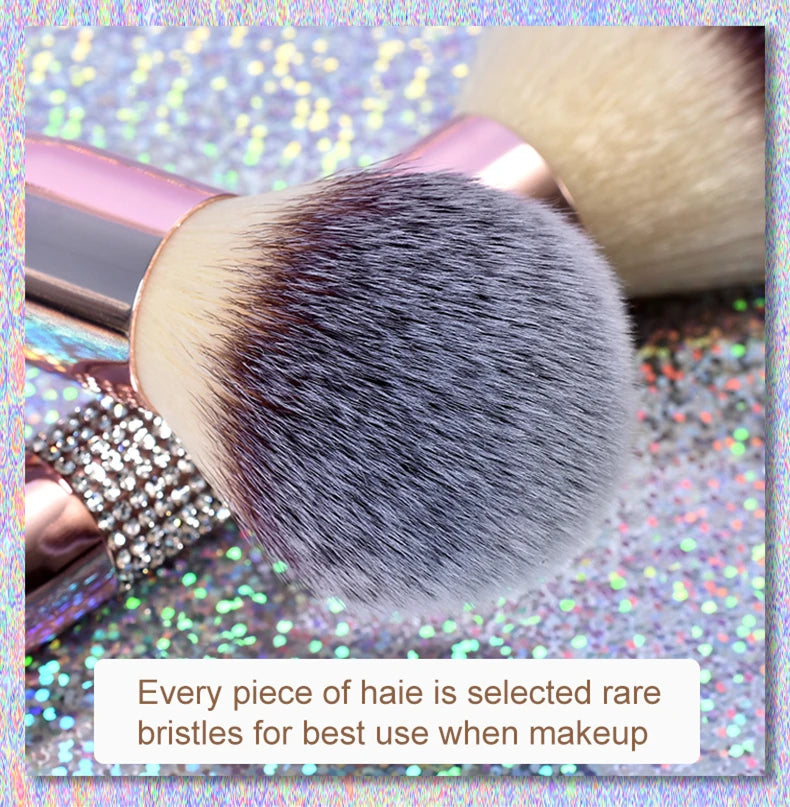 LOYBJ 10pcs Diamond Makeup Brushes Set Cosmetics Blending Tool Powder Foundation Blush Highlight Eyeshadow Eyebrow Eyelash Brush