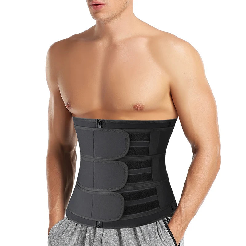 Men Waist Trainer Trimmer Belt for Weight Loss Neoprene Body Shaper Sauna Workout Sweat Belly Belt with Double Straps Shapewear