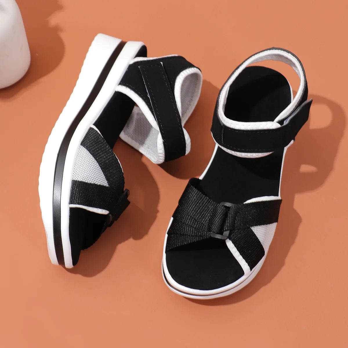 Color blocked sports style thick soled women's sandals