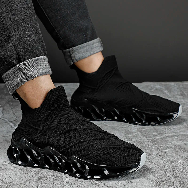 Large Size 39-46 Men's Blade Shoes High Elastic Socks Breathable Trendy Mesh Lining Anti-Slip for Spring Autumn Winter