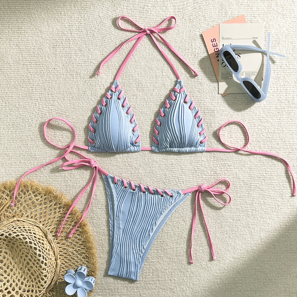 One Shoulder Women's Swimsuits 2 Piece Zebra Stripe Swimwear Women Cut Out Monokini Buckle Linked Beachwear