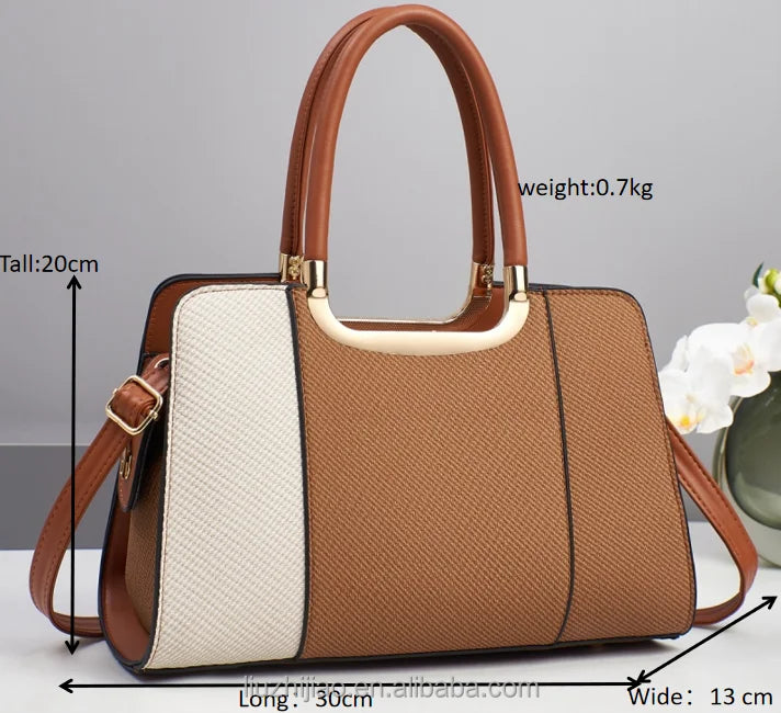 New Spliced Contrasting Colors Women's Casual Shoulder Crossbody Handbags Large Capacity Fashionable Zipper
