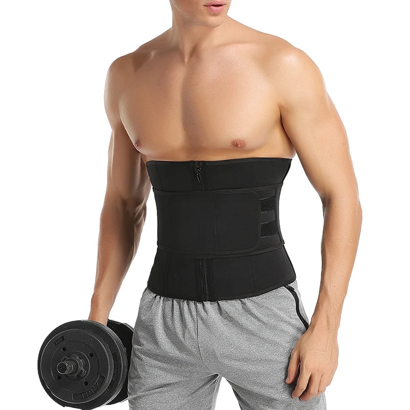 Men Waist Trainer Trimmer Belt for Weight Loss Neoprene Body Shaper Sauna Workout Sweat Belly Belt with Double Straps Shapewear