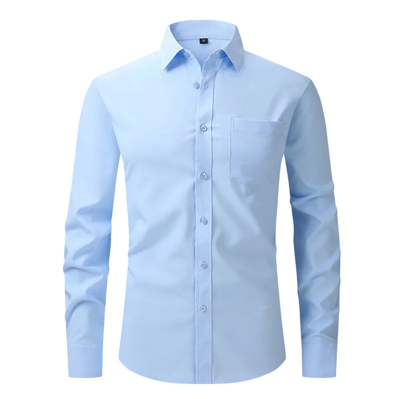 OEM Service Men's Casual Long Sleeve Dress Shirts Anti-pilling Square Collar Polyester Eco-Friendly Anti-Wrinkle