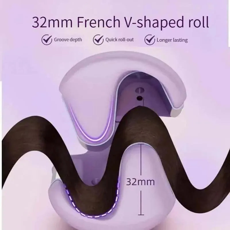French Egg Roll Ceramic Hair Iron Volumizing Curling Rod with LCD Temperature Display PTC Electric Heater for Household Use