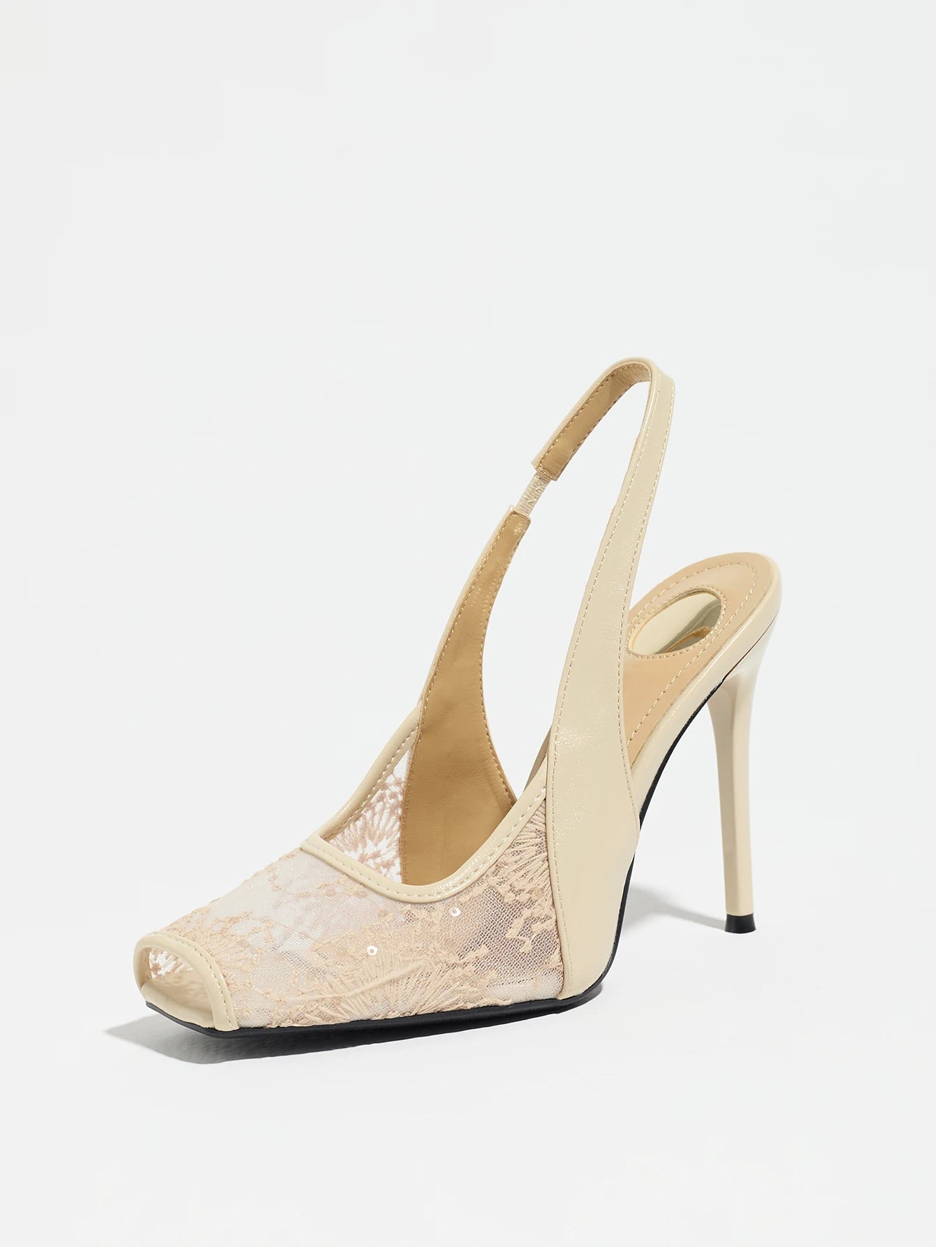 Luxury Contrast Color Glitter Slingback Stiletto Sandals Peep Toe Height Increasing Club Date Night Wedding Bridal Fashion