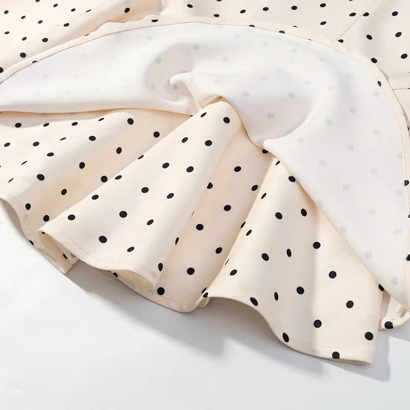 ZATRHMBM 2026 New Spring/Autumn Women's Fashion Polka Dot Short Dress, Retro Casual Elegant Women's Dress