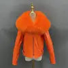 Janefur Women Cropped Custom Logo Leather Coat Winter Bomber Leather Jacket