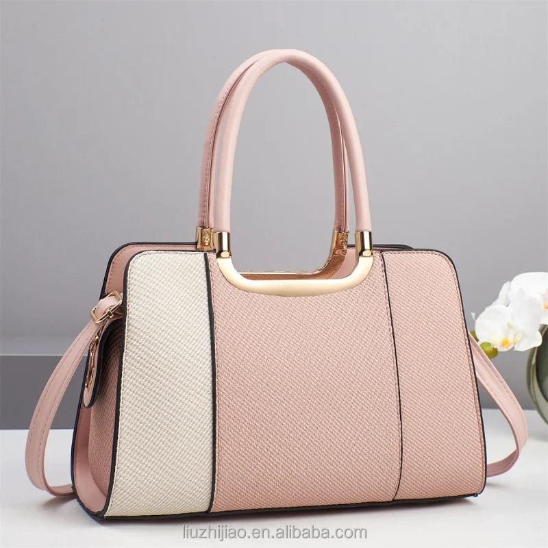 New Spliced Contrasting Colors Women's Casual Shoulder Crossbody Handbags Large Capacity Fashionable Zipper