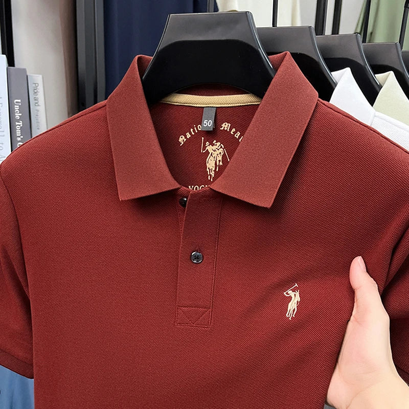 Men's Polo Shirt Cotton Pique Short Sleeve Casual Business Golf T-Shirt Embroidered Logo Summer Breathable Work Office Top