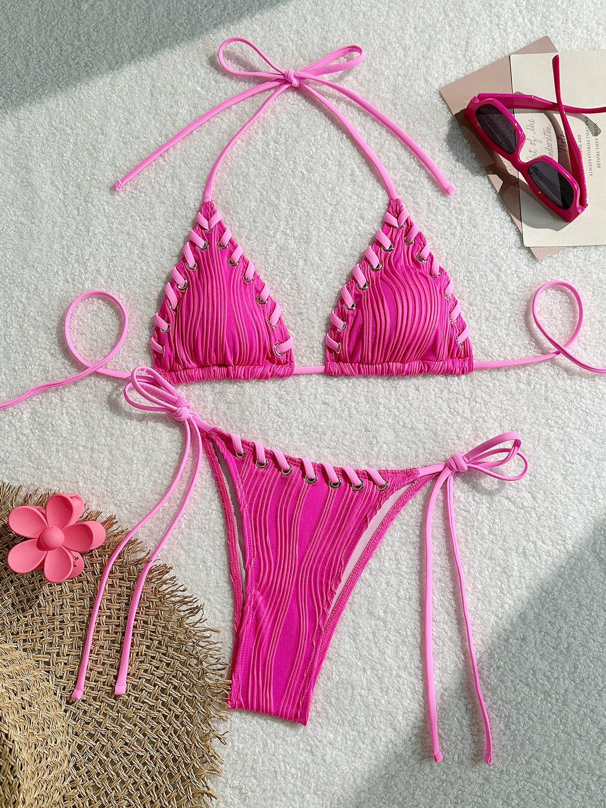 One Shoulder Women's Swimsuits 2 Piece Zebra Stripe Swimwear Women Cut Out Monokini Buckle Linked Beachwear