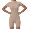 2024 High Quality New Summer Zipper Short Sleeve Yoga Jumpsuit Female Dance Fitness Bodyfitting Exercise Jumpsuit