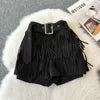 Boutique Wholesale 2025 Summer New Fashionable Retro Tassel Inlaid with Diamonds Sexy Mid Waist Women's Shorts