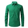 OEM Service Men's Casual Long Sleeve Dress Shirts Anti-pilling Square Collar Polyester Eco-Friendly Anti-Wrinkle